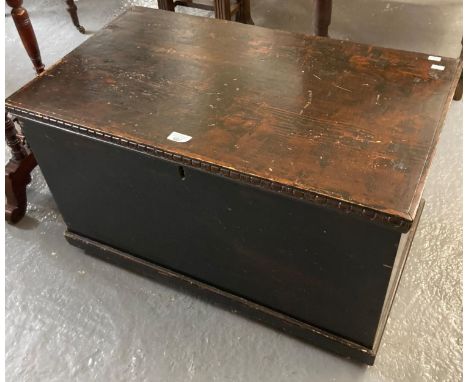 Victorian stained pine trunk of plain rectangular form.  (B.P. 21% + VAT) 