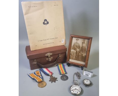 Miniature suitcase revealing assorted militaria  items to include: Great War For Civilisation 1914-19 medal, silver 1914-1918