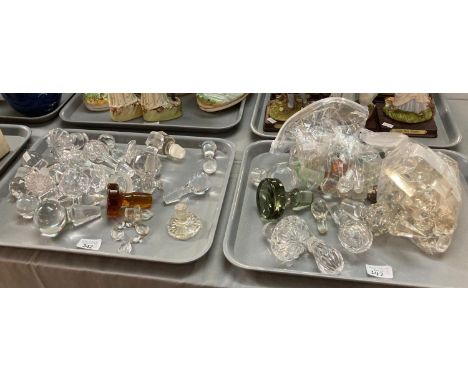 Two trays of assorted glass decanter stoppers, vase glass lustres etc.   (B.P. 21% + VAT) 