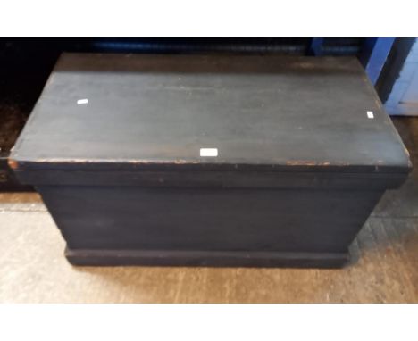 Large 19th century stained pine trunk/tool box.  (B.P. 21% + VAT) 