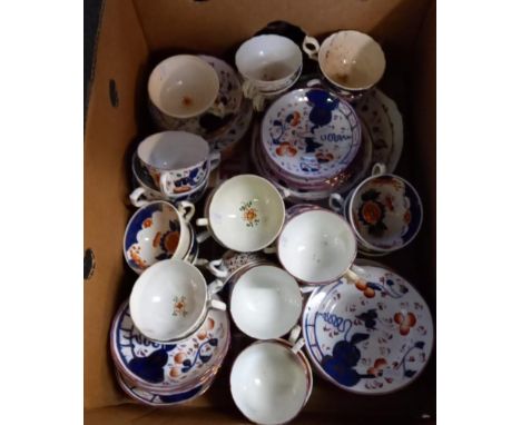 Large collection of Gaudy Welsh tea ware to include: six 'Tulip' design teapots, various 'Tulip' design tea cups, saucers etc