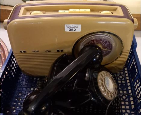 Bush vintage reproduction transistor radio and vintage rotary black telephone.(2)(B.P. 21% + VAT)