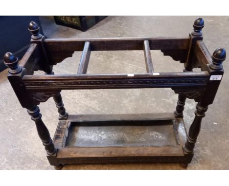 Late 19th century stained oak stick stand.  (B.P. 21% + VAT) 