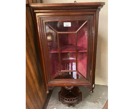 Edwardian mahogany astragal glazed hanging corner cabinet with under shelf.  (B.P. 21% + VAT) 