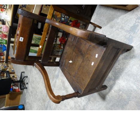         An Antique Oak Farmhouse Elbow Commode                                          