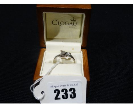         A Boxed Silver & Clogau Gold Leaf Design Crossover Ring                         