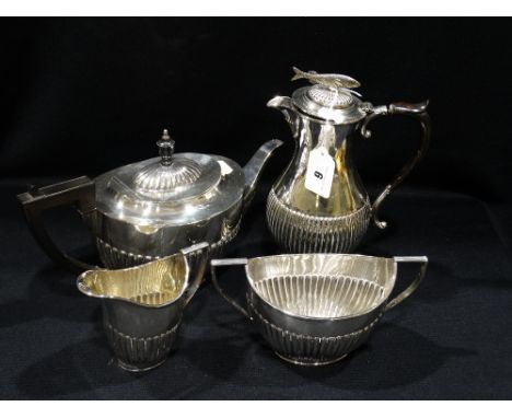         A Three Piece Plated Tea Service, Together With A Near Matching Hot Water Jug   