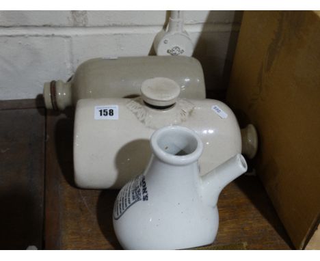         Two Stoneware Hot Water Bottles, Together With An Inhaler & Playing Card Set    