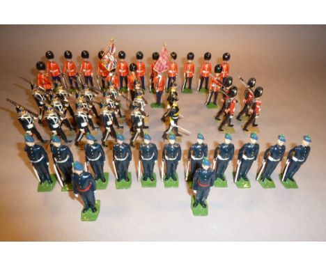 Coldstream Guards at ease eleven with officer and sergeant, Scots Guard colurs and officer, fourteen Royal Army Service Corps