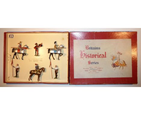 Britains set 9497, Medieval Knights in Armour Tournament in original Historical Series box (M, box lid edge and corners split