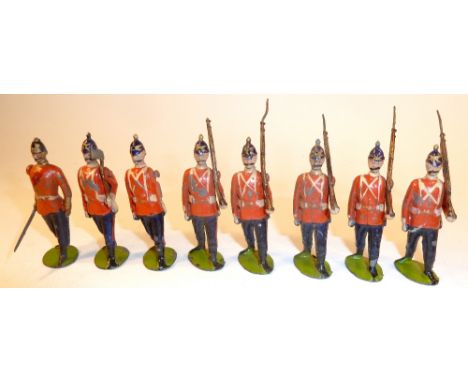 Britains set 76, Middlesex Regiment RARE FIRST VERSION, valise packs, marching at the slope, white facings, with officer and 