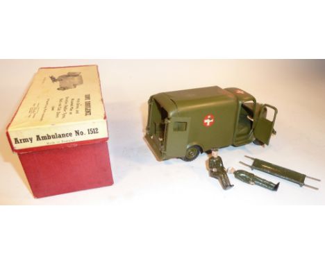 Britains set 1512, Army Motor Ambulance with driver, stretcher and casualty in original illustrated box (VG, transfers slight