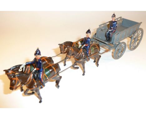 Britains set 145, Royal Army Medical Corps in full dress four horse light harness team with late version Ambulance Wagon and 