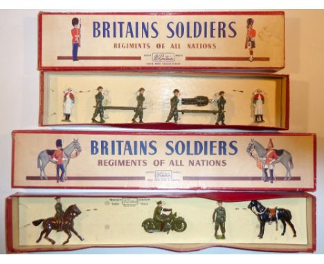 Britains set 1907, British Army Staff Officers, Service Dress in original ROAN box (VG, officer with binoculars missing, box 