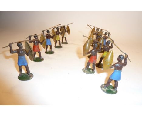 French hollowcast Colonial Army, and Zulus eleven zulus by an unknown maker (G, possibly not French) with a few others (G, el