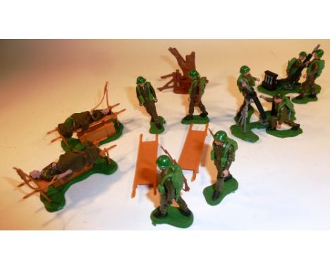  * Herald Swoppet Infantry two sets 4336, Stretcher Party, and two sets 4340, Mortar Team, with a piece of scenery (VG, three