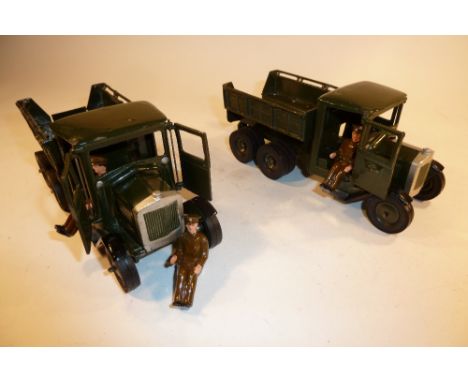 Britains two set 1432, Ten Wheel Army Tender neatly resprayed in dark green finish fitted with replacement black rubber tyres