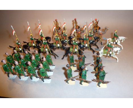 British Indian Army six Bikanir Camel Corps (three camels missing), nine 1st Bombay Lancers HIGHLY DETAILED with officer and 