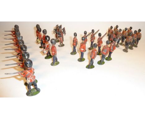 Britains set 19, West India Regiment FIRST VERSION, with bemedalled officer (F-P, one man, officer helmet spike and three rif