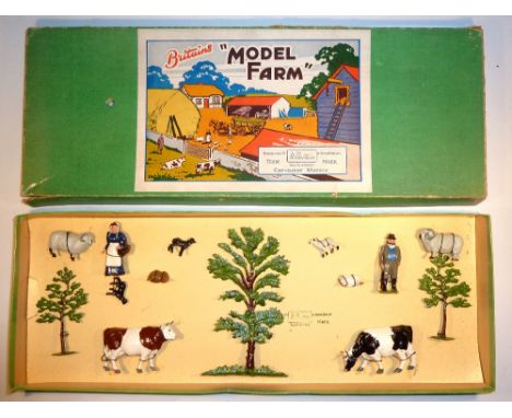  * Britains Farm set 56F, People, Trees and Animals (M, a few contents loose, box lid damaged) 1952 (14)