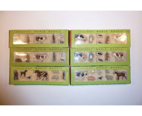  * Britains Lilliput single row Farm Sets L3 (two), L4, L5 (two) and L6 (M, some slight wear to boxes) 1952 (41)