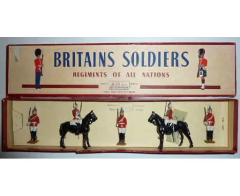  * Britains set 2029, Life Guard Sentries ‘short’ set in original ROAN box (M, one side of tray split) 1960 (5)