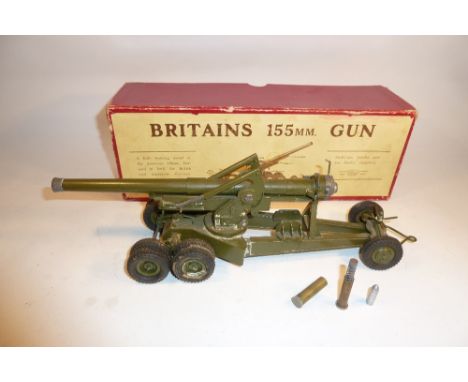  * Britains Artillery in original boxes various finishes, 155mm gun, four 25pdr Howitzers, BAT Gun, two small RA Guns, two 4.