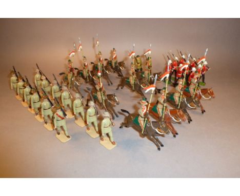 British Dominion forces ten Adelaide Lancers with officer (arm missing), seven Australian Infantry, six New Zealand Infantry,