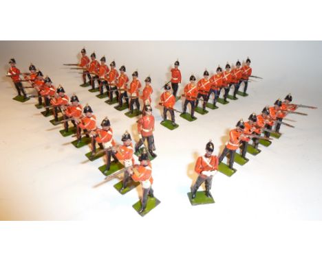 Britains set 121, Royal West Surrey Regiment, firing with officer in original Whisstock box, with additional officer and five