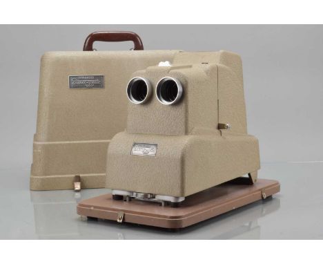 A View-Master Stereo-Matic 500 Projector, untested, with 2¼ inch f/3 Somco lenses, G-VG