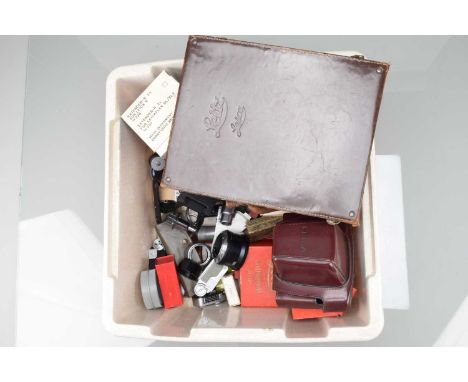A Tray of Leitz Accessories, including a 11 236 Extender-R,  two APDOO self timers, a CTOOM bracket, CEYOO flash unit,35mm fi