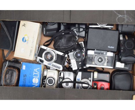 A Tray of Compact Cameras, including an Olympus XA 2, shutter working, self timer working, G, Olympus EEM, untested, Minolta 