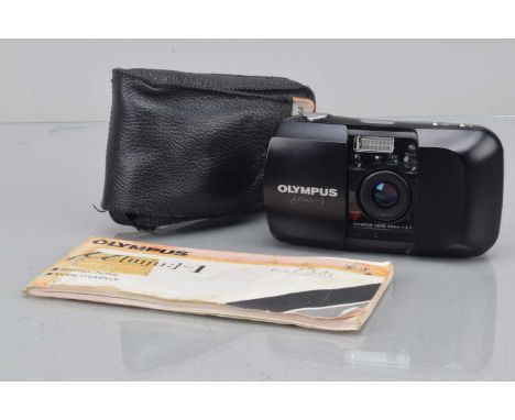 An Olympus mju 1 Compact Camera, shutter working, flash working, self timer working, body G-VG, elements G-VG, with wrist str