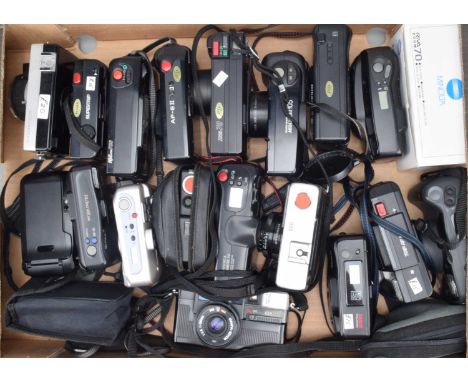 A Tray of Compact Cameras, manufacturers include Canon, Fuji, Minolta, Yashica, Nikon and other examples, all untested, G-VG