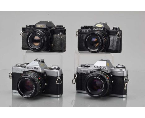 Four SLR Cameras, a Minolta XG-1, X-300, shutters, meters, self timers working,  obstruction inside finder, with 50mm f/1.7 l