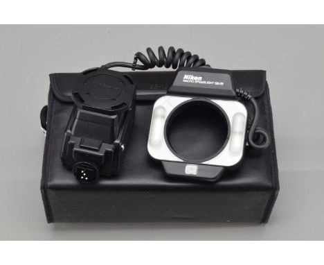 A Nikon SB-29 Macro Speedlight Flash Unit,  working on test, with adapter ring set, manual, in SS-29 case