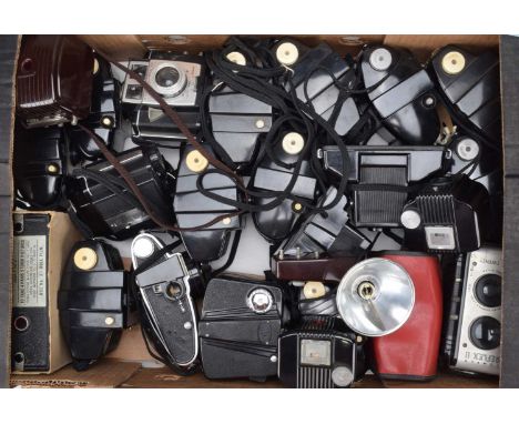 A Tray of Bakelite Cameras, including Kodak Baby Brownie (2), Brownie Holiday Flash, Coronet 3-D, Flashmaster, 4-4, Ilford En