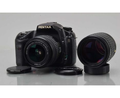 A Pentax K10D DSLR Camera, shutter working, display working, flash working, body G, with SMC DA 18-55mm f/3.5-5.6 lens, auto 