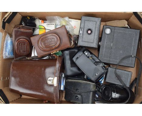 Cameras and Related Items, including a Canon Canonet 28,Pentax 105 Super, Minolta AF50 compact cameras, untested G. three box