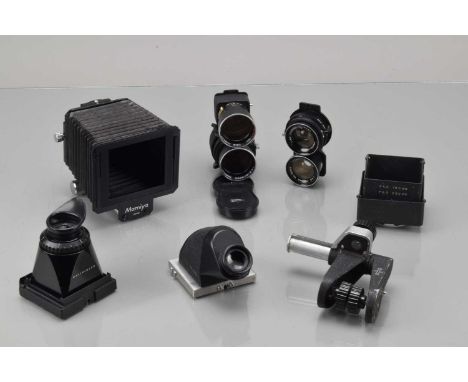Mamiya Sekor TLR Lenses and Accessories, a Mamiya Sekor Super 180mm f/4.5 lens, shutter working, elements G-VG, with 180/250m