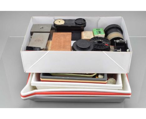 Darkroom Equipment, including a Watkins time tank, Watkins time thermometer, Kodak 2¼in film tank, Klimax developing tank, Sa