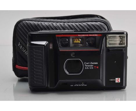 A Yashica T AF Compact Camera, shutter working, flash working, self timer working, body G, elements G-VG, with wrist strap, i