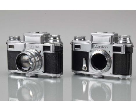 Two Zeiss Ikon Contax III Rangefinder Cameras, both shutters sluggish, light cells unresponsive, self timers working, rangefi