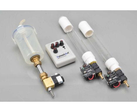 Two Pluto Valves, untested, for splash photography, with triggers, one VG, other with blemishes to glass, with a Splash Art d