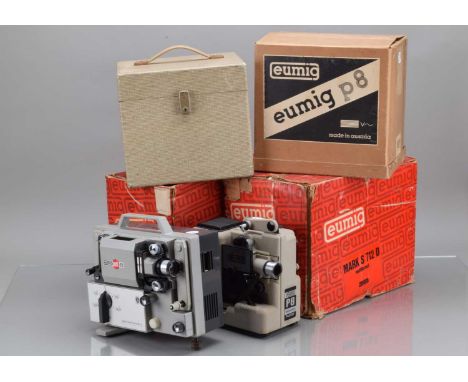 A Group of Eumig Cine Projectors, an Eumig Maerk S 712 D, Mark 502 D, Mark 8, P8, P8 Photomatic and P8 Photomatic Novo, all w