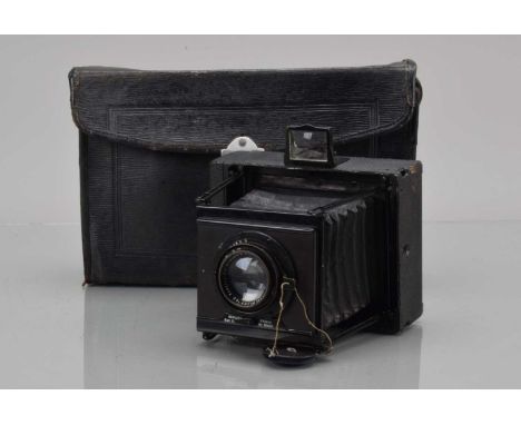 A Carl Zeiss Jena Minimum Palmos Folding Strut Camera, serial no 9868, shutter jammed, body G, bellows G, with Carl Zeiss Jen