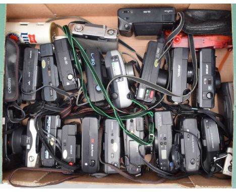 A Tray of Compact Cameras, manufacturers include Olympus, Yashica, Canon, Minolta, Pentax, Fujica and other examples, all unt
