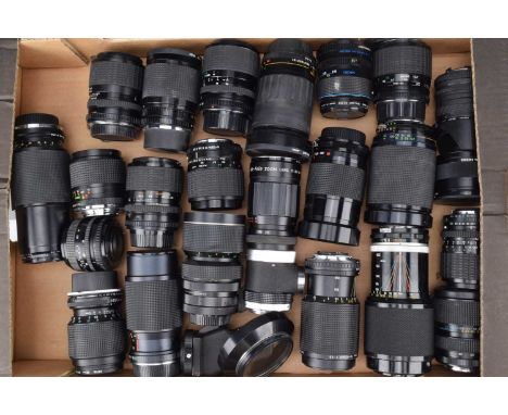 A Tray of Zoom Lenses, various mounts & focal lengths, manufactures include Vivitar, Carl Zeiss Jena, Sigma, Yashica and othe
