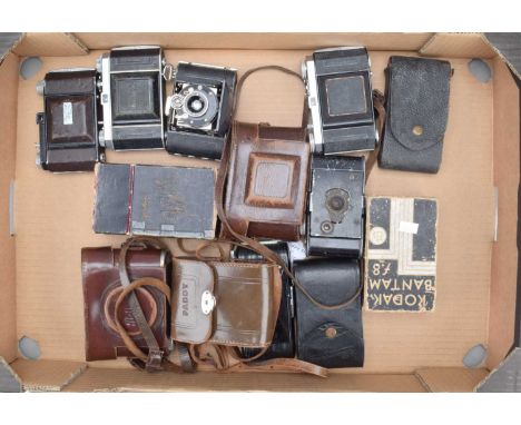 A Tray of Kodak Folding Cameras, a Retinette II, Retina I type 167 & type 013, Kodak A G Dr Nagel Werk Vollenda, with Pronto 