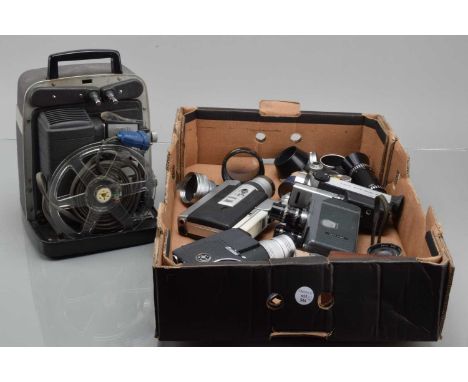A Group of Cine Cameras and Cine Lenses, a D mount Som Berthiot 12.5mm f/1.9, 50mm f/3.5 & 23mm f/2.3 lens, F, C Kern  Vario 